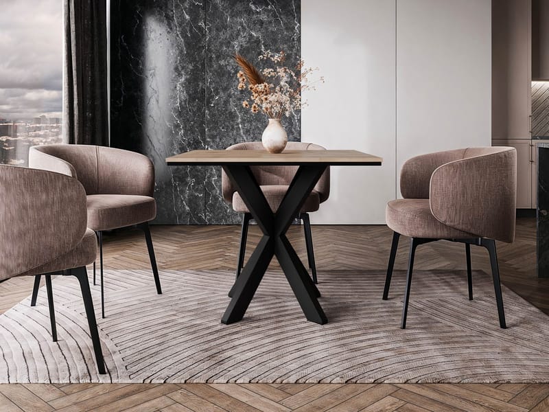 Fynrel Spisebord 90 cm Kvadratisk - Sort/Brun - Møbler - Borde - Spisebord og køkkenbord