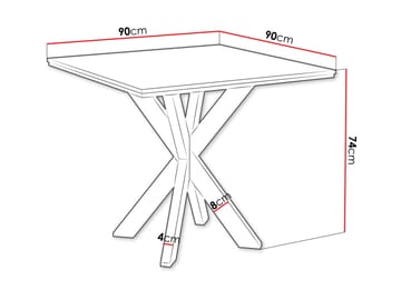 Fynrel Spisebord 90 cm Kvadratisk - Sort/Grå - Møbler - Borde - Spisebord og køkkenbord