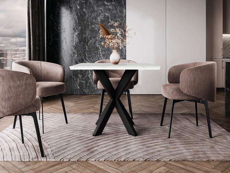 Fynrel Spisebord 90 cm Kvadratisk - Sort/Hvid - Møbler - Borde - Spisebord og køkkenbord