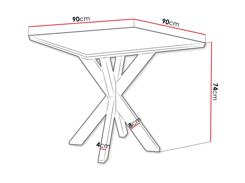 Fynrel Spisebord 90 cm Kvadratisk - Sort/Hvid - Møbler - Borde - Spisebord og køkkenbord