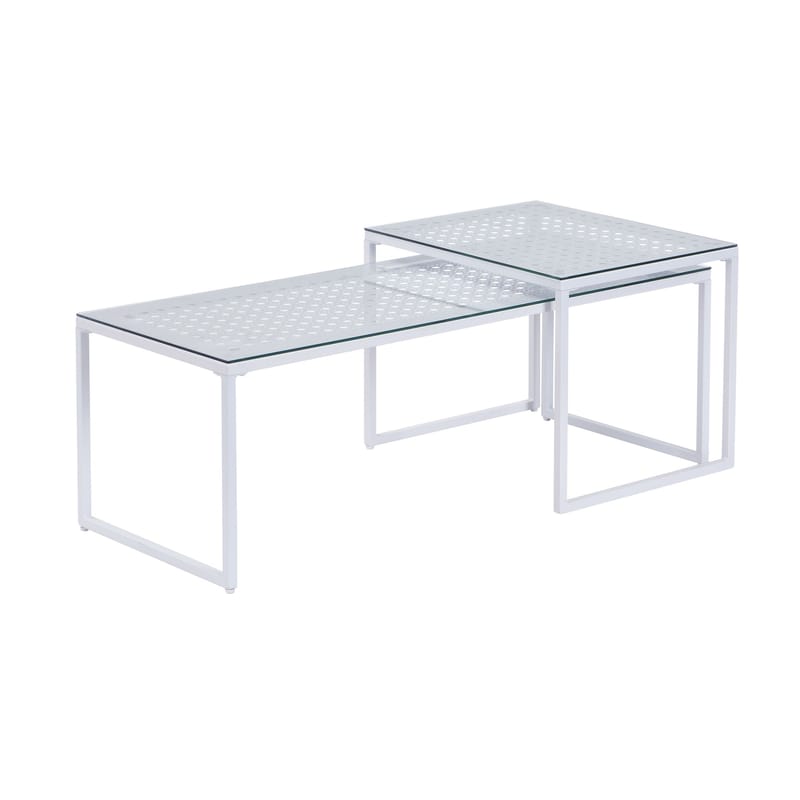 Galilo indskudsborde 100 cm sæt med 2 - Transparent og mat hvid - Møbler - Borde - Sofabord