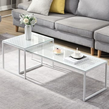 Galilo indskudsborde 100 cm sæt med 2 - Transparent og mat hvid - Møbler - Borde - Sofabord