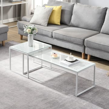 Galilo indskudsborde 100 cm sæt med 2 - Transparent og mat hvid - Møbler - Borde - Sofabord