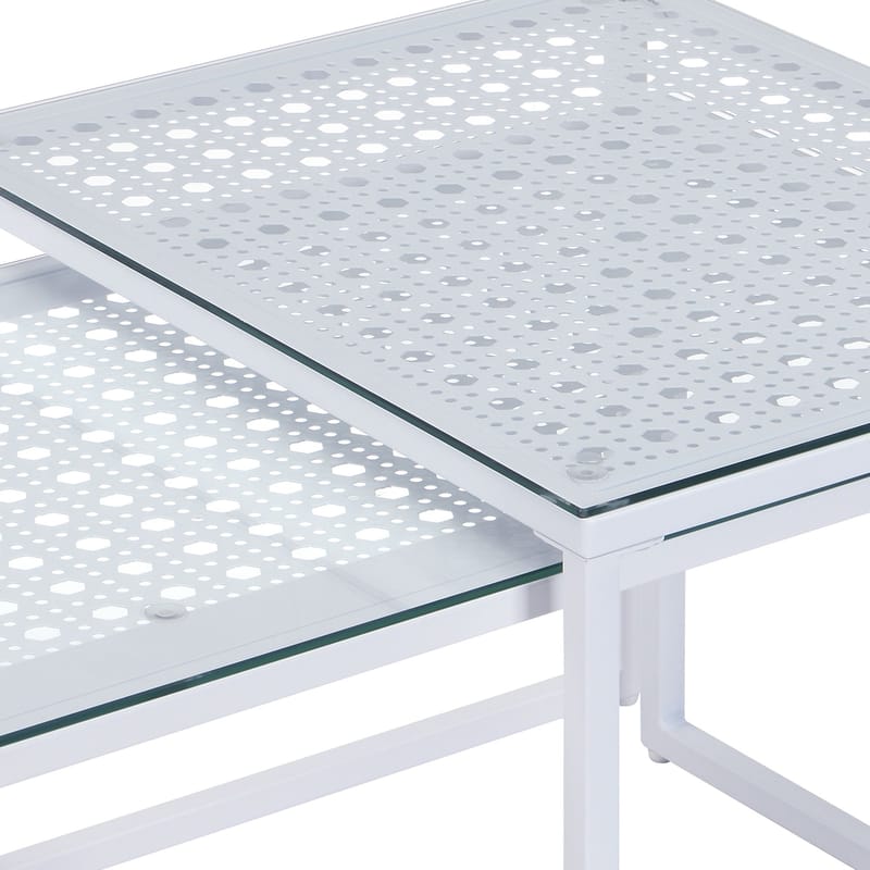 Galilo indskudsborde 100 cm sæt med 2 - Transparent og mat hvid - Møbler - Borde - Sofabord