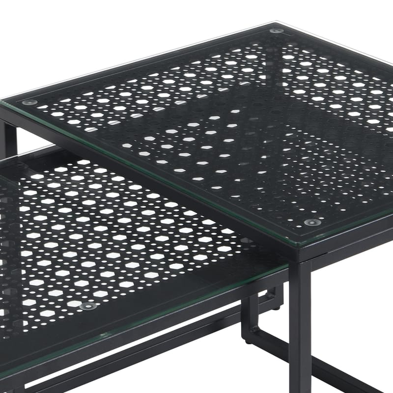 Galilo indskudsborde 100 cm sæt med 2 - Transparent og matsort - Møbler - Borde - Sofabord