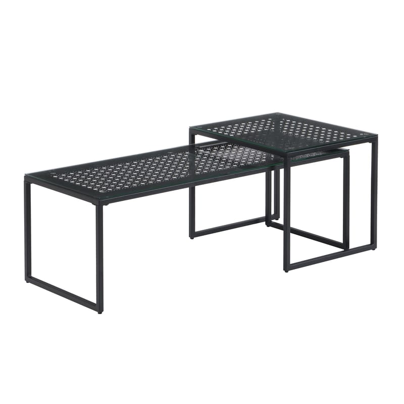 Galilo indskudsborde 100 cm sæt med 2 - Transparent og matsort - Møbler - Borde - Sofabord