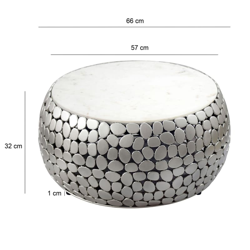 Galino sofabord 66 cm - hvid og sølv - Møbler - Borde - Sofabord
