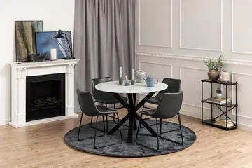 Ganesh Rundt Spisebord 110 cm med Marmorplade og Metaludseende - Hvid - Møbler - Borde - Spisebord og køkkenbord