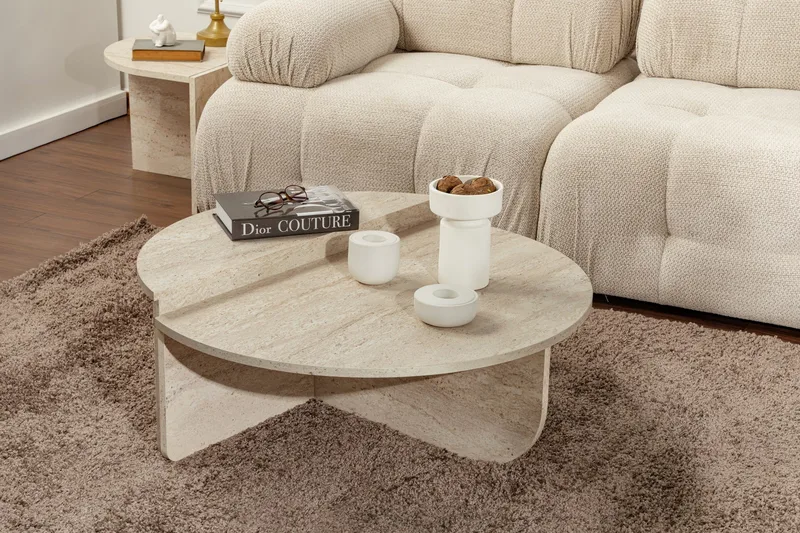 Georgette Sofabord 90 cm - Travertin - Møbler - Borde - Sofabord