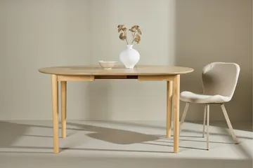 Gilda Rundt Spisebord 110 cm med Træ- og Egetræsudseende - Whitewash - Møbler - Borde - Spisebord og køkkenbord