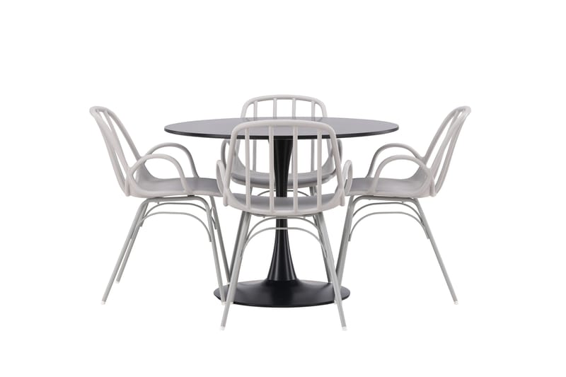 Glade Spisebordssæt 100 cm Rund med 4 Dyrön Stole, Svart
