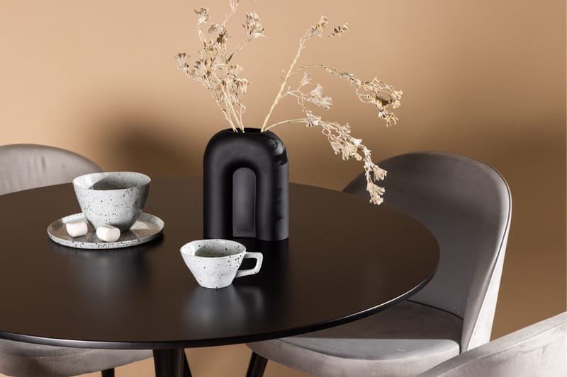 Glade Spisebordssæt 100 cm Rund med 4 Velvet Stole - Svart - Møbler - Borde - Spisebordssæt
