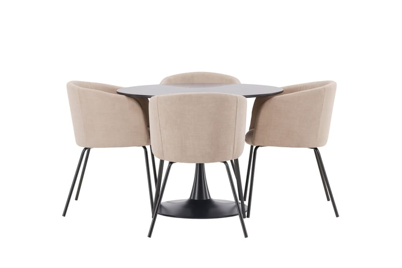 Glade Spisegruppe 100 cm Rund med 4 Berit stole, Beige