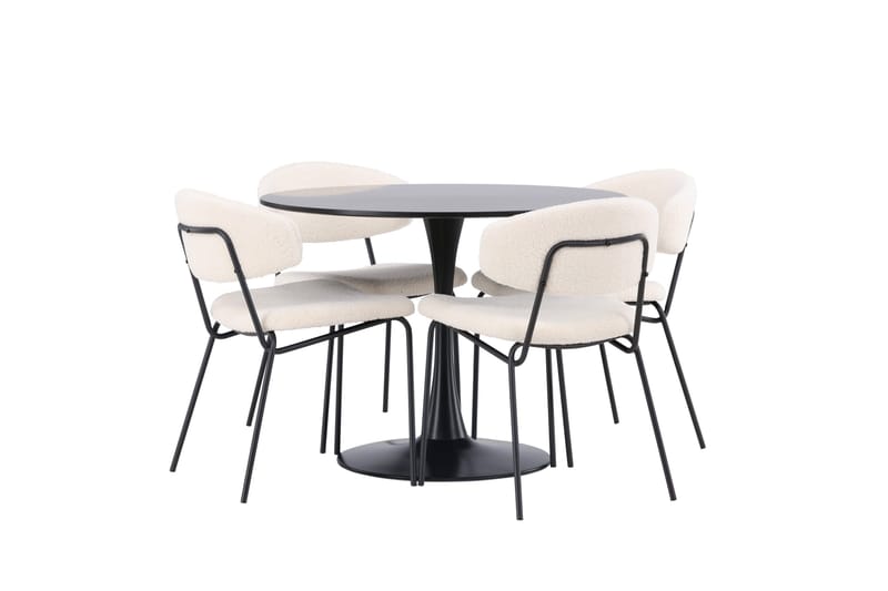 Glade Spisegruppe 100 cm Rund med 4 Chico Stole - Svart - Møbler - Borde - Spisebordssæt
