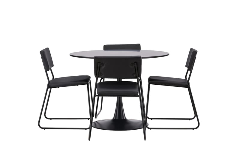 Glade Spisegruppe 100 cm Rund med 4 Kenth Stole, Svart