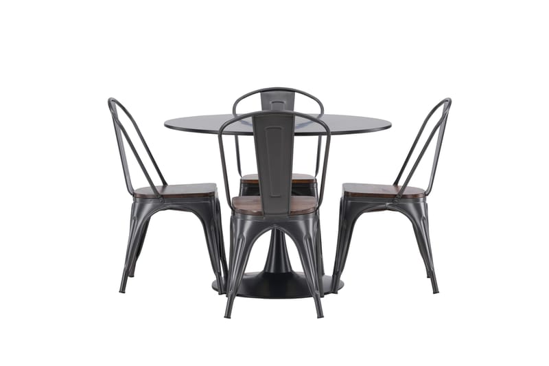 Glade Spisegruppe 100 cm Rund med 4 Tempe stole - Mørk grå - Møbler - Borde - Spisebordssæt