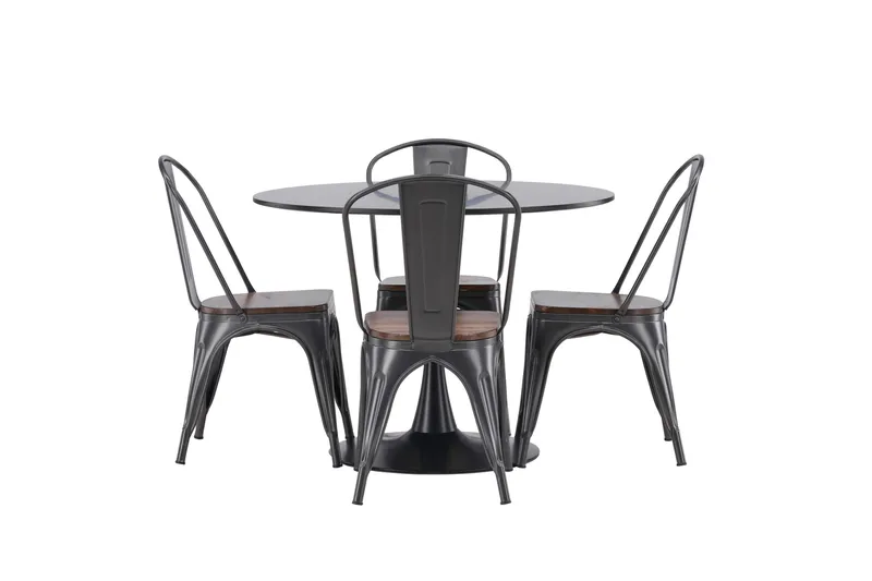 Glade Spisegruppe 100 cm Rund med 4 Tempe stole, Mørk grå
