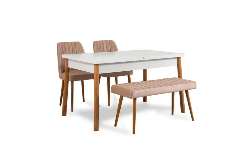 Glasnevin Spisegruppe Rektangulær, Hvid/Brun