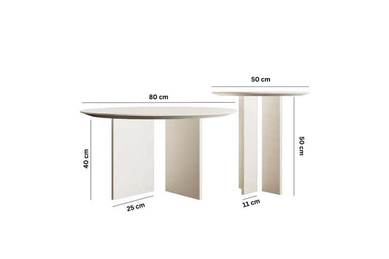 Glenure Sofabord 80 cm - Cremevhid - Møbler - Borde - Sofabord