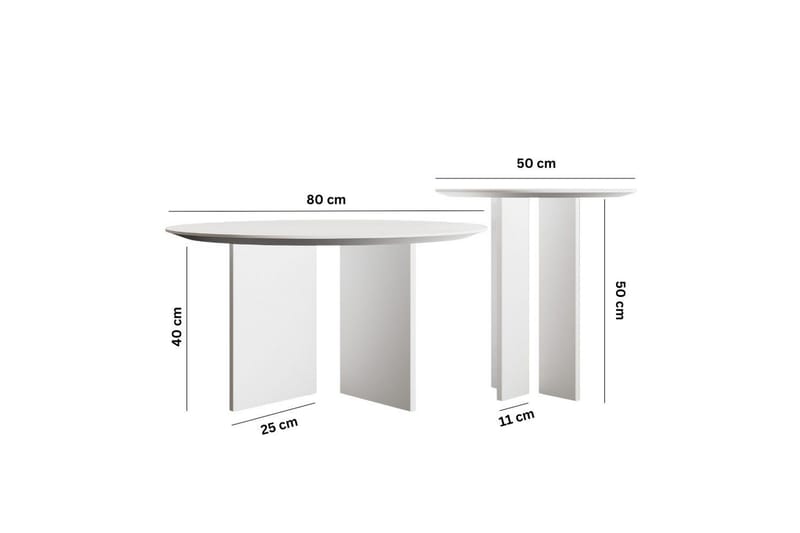 Glenure Sofabord 80 cm - Hvid - Møbler - Borde - Sofabord