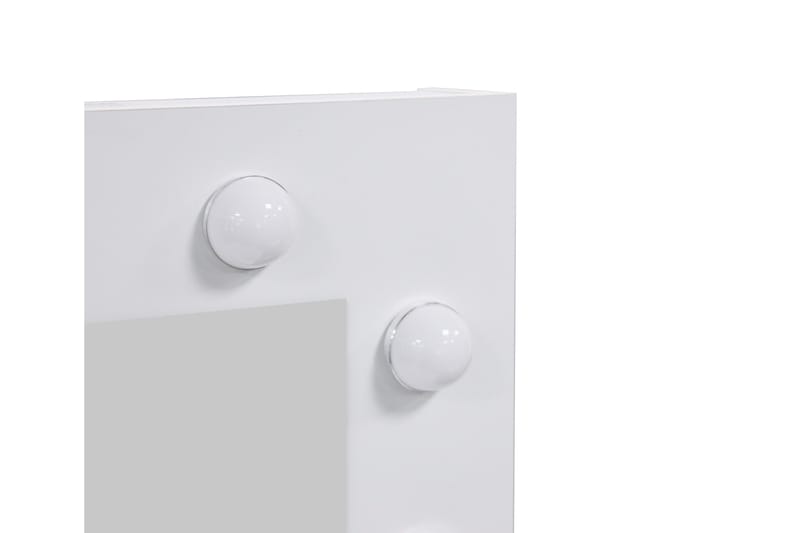 Glow Lille Sminkebord 80 cm med spejl skuffer og skammel - LED Belysning - Hvid - Møbler - Borde - Sminkebord & konsolbord