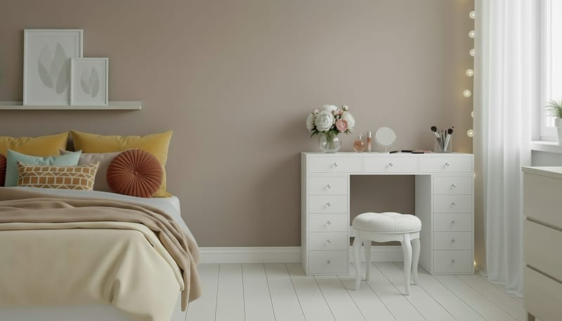 Glow Stort sminkebord – Opbevaring med skuffer 120 cm - Hvid - Møbler - Borde - Sminkebord & konsolbord