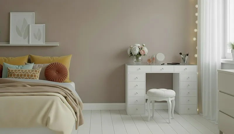 Glow Stort sminkebord med glasplade – Opbevaring med skuffer og rum 120 cm - Hvid - Møbler - Borde - Sminkebord & konsolbord