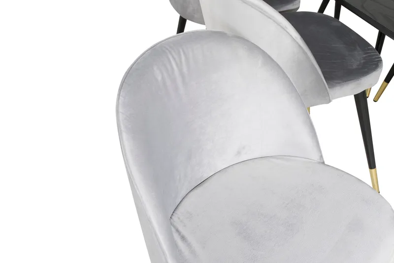 Gold Spisebordssæt Udvideligt 180-220 cm Rektangulær med 6 Velvet Stole - Svart/Gull - Møbler - Borde - Spisebordssæt