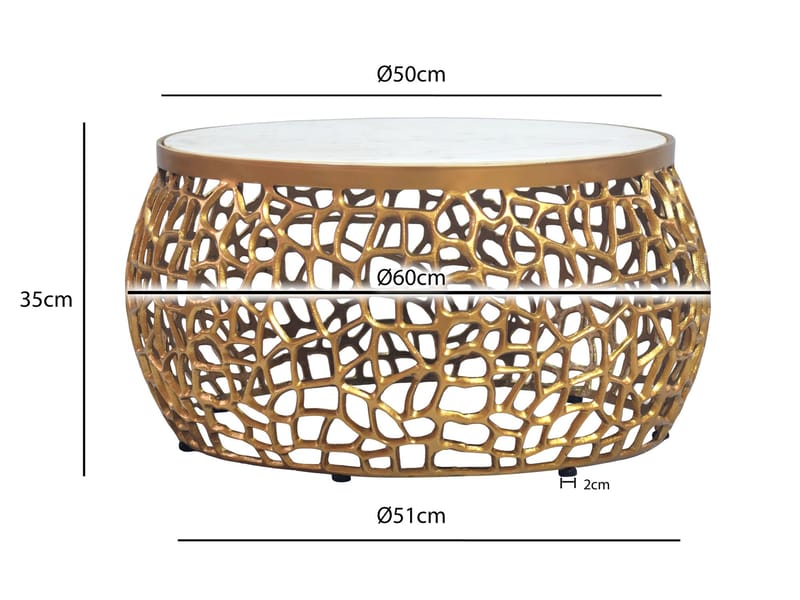 Gorvik rundt sofabord 60 cm i metal med marmorplade - guld / hvid - Møbler - Borde - Sofabord