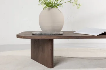 Grönvik Ovalt Sofabord 130x65 cm med Træ- og Valnøddeudseende - Brun - Møbler - Borde - Sofabord