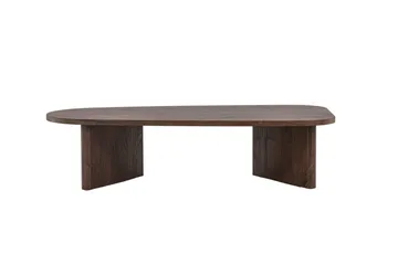 Grönvik Ovalt Sofabord 130x65 cm med Træ- og Valnøddeudseende - Brun - Møbler - Borde - Sofabord