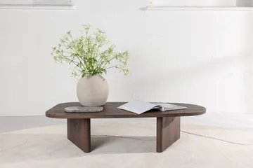 Grönvik Ovalt Sofabord 130x65 cm med Træ- og Valnøddeudseende - Brun - Møbler - Borde - Sofabord