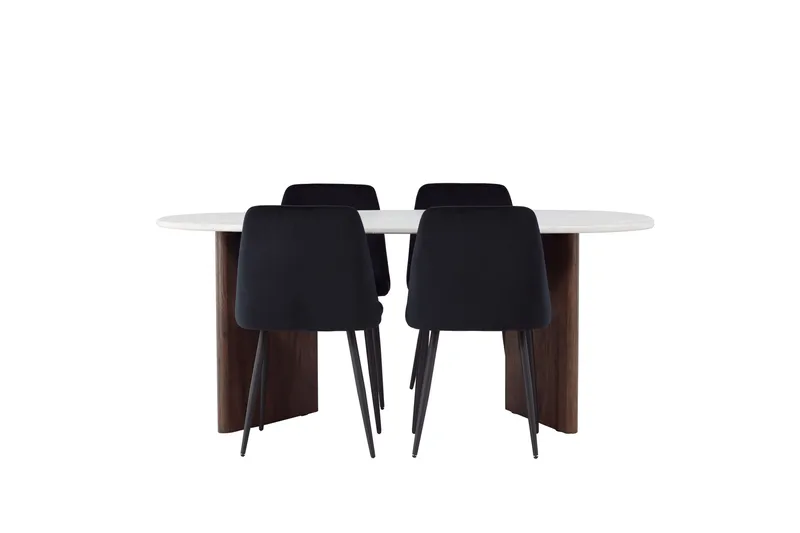 Grönvik Spisegruppe 180 cm Oval med 4 Night Stole, Mocca