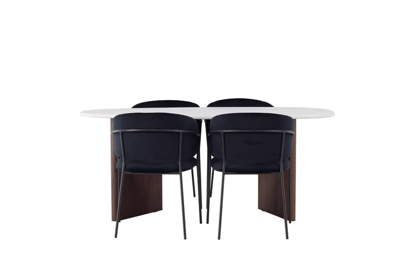 Grönvik Spisegruppe 180 cm Oval med 4 Selma Stole, Mocca