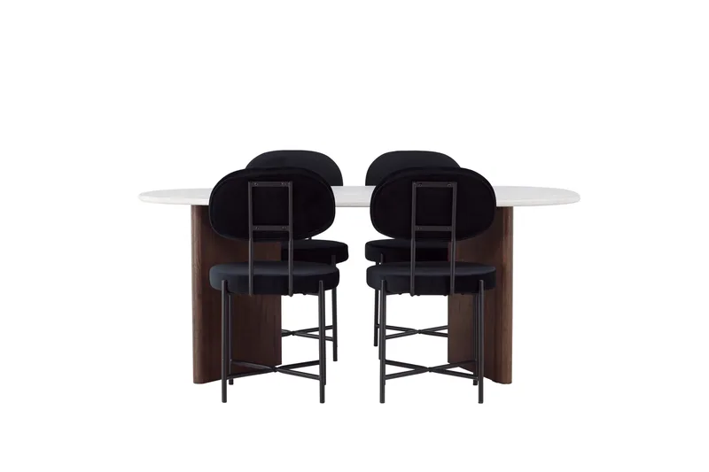 Grönvik Spisegruppe 180 cm Oval med 4 Stella Stole, Mocca