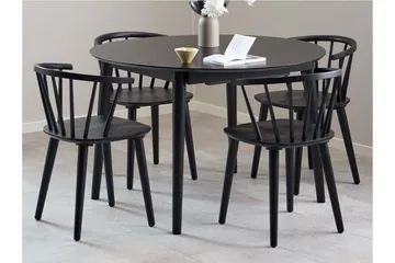 Grasonville Udtrækkelig Spisegruppe 115-154 Cm + 4 Spisestuestole - Sort - Møbler - Borde - Spisebordssæt