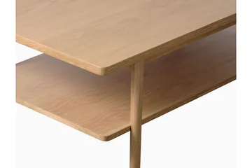 Grumio Rektangulært Sofabord 120 cm med Hylde i Massivt Træ og Træfinér - Beige - Møbler - Borde - Sofabord