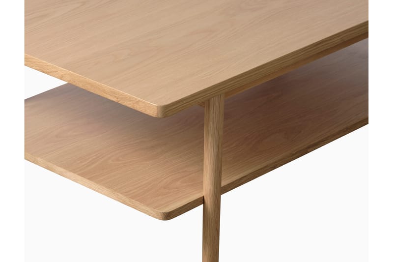 Grumio Rektangulært Sofabord 120 cm med Hylde i Massivt Træ og Træfinér - Beige - Møbler - Borde - Sofabord
