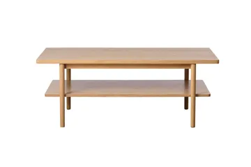 Grumio Rektangulært Sofabord 120 cm med Hylde i Massivt Træ og Træfinér - Beige - Møbler - Borde - Sofabord