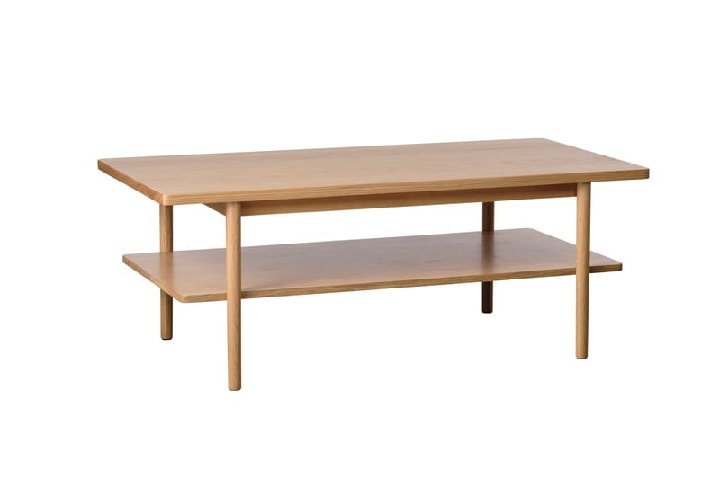 Grumio Rektangulært Sofabord 120 cm med Hylde i Massivt Træ og Træfinér - Beige - Møbler - Borde - Sofabord