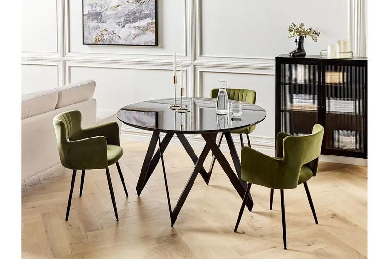 Gunden Rundt Spisebord 120 cm med Metaludseende - Sort - Møbler - Borde - Spisebord og køkkenbord