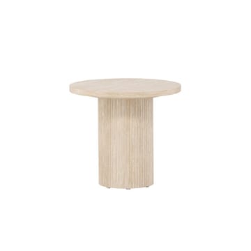 Härön Rundt Sofabord 50 cm i Sten med Riflet Søjleben - Beige - Møbler - Borde - Sofabord