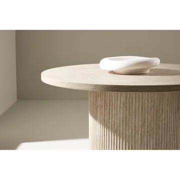 Härön Rundt Sofabord 80 cm i Sten med Rillet Søjleben - Beige - Møbler - Borde - Sofabord