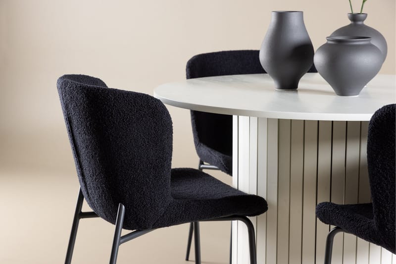 Härön spisebordssæt 110 cm rundt med 4 Modesto stole - Hvid/Sort - Møbler - Borde - Spisebordssæt