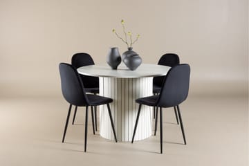 Härön Spisegruppe 110 cm Rundt med 4 Polar stole - Hvit/Svart - Møbler - Borde - Spisebordssæt