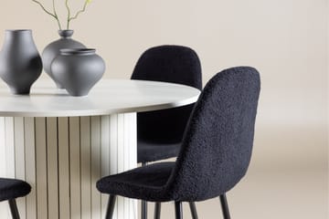 Härön Spisegruppe 110 cm Rundt med 4 Polar stole - Hvit/Svart - Møbler - Borde - Spisebordssæt
