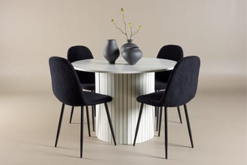 Härön Spisegruppe 110 cm Rundt med 4 Polar stole - Hvit/Svart - Møbler - Borde - Spisebordssæt