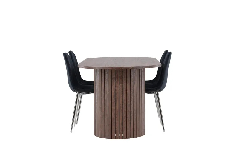 Härön Spisegruppe 200 cm Oval med 4 Polar stole - Mocca/Svart - Møbler - Borde - Spisebordssæt