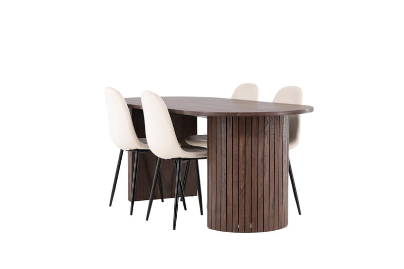 Härön Spisegruppe 200 cm Oval med 4 Polar stole, Mocca/Beige