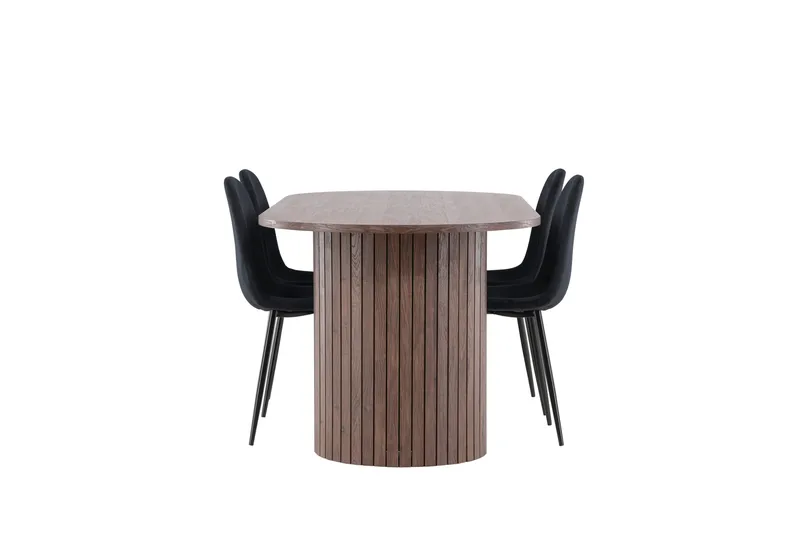 Härön Spisegruppe 200 cm Oval med 4 Polar stole - Mocca/Svart - Møbler - Borde - Spisebordssæt